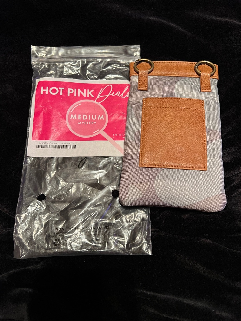 thirty-one Crossbody Phone Pouch in Tan and Gray